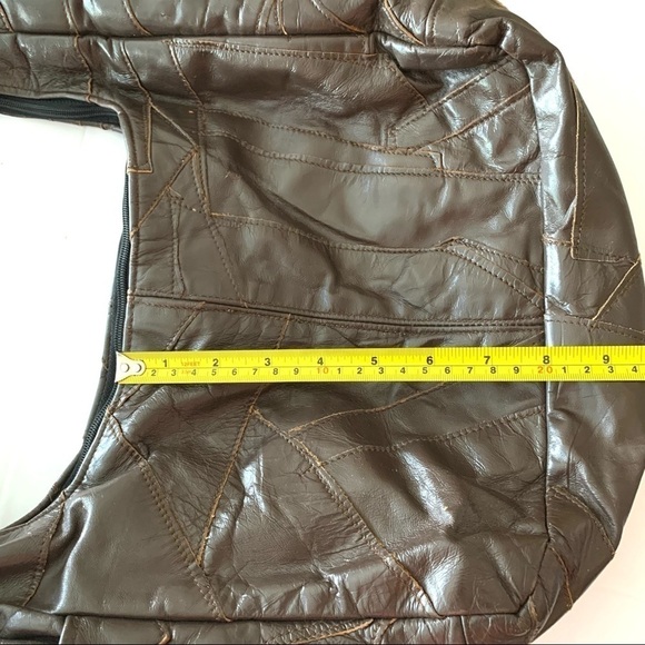 Vintage Purse Brown Leather Patchwork Design Shoulder Bag Western Grandma Rodeo - Picture 9 of 11